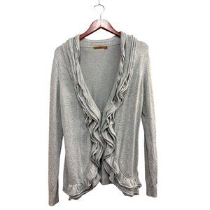 Ruffled Open Front Cardigan Sweater By Belldini S Viscose & Nylon Blend Light Gr